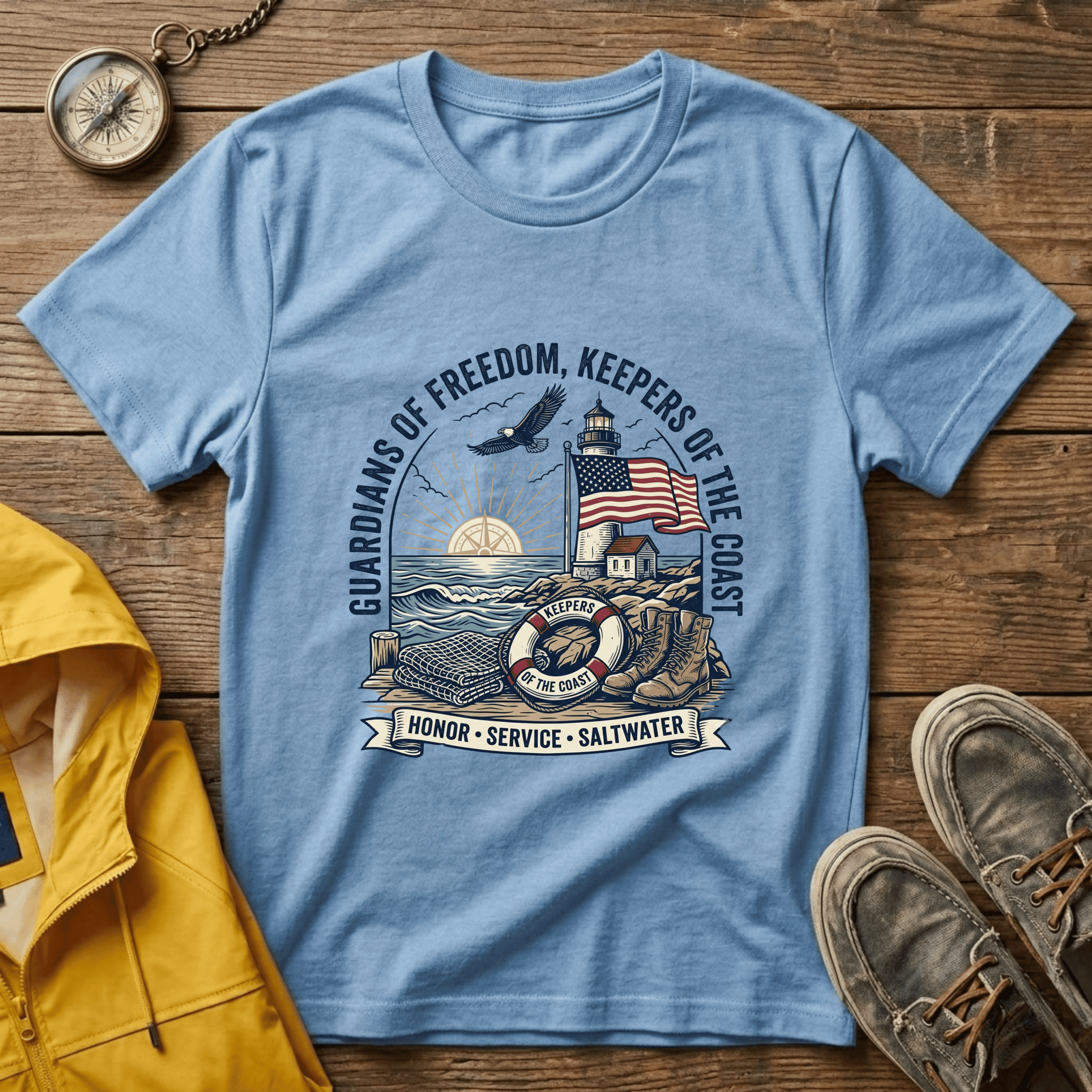 Coast Guard T-Shirt — "Guardians of Freedom, Keepers of the Coast" Vintage Lighthouse Tee