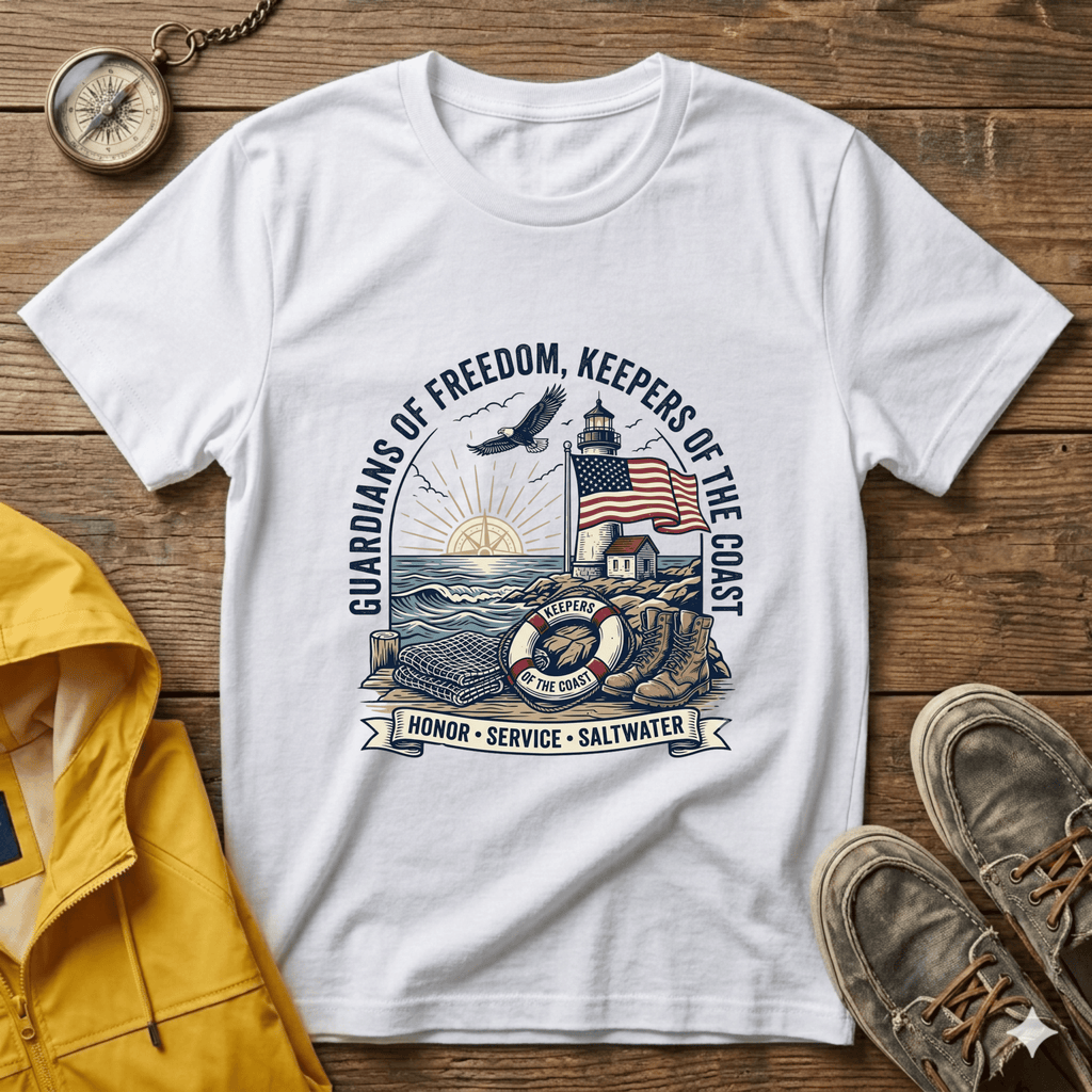 Coast Guard T-Shirt — "Guardians of Freedom, Keepers of the Coast" Vintage Lighthouse Tee