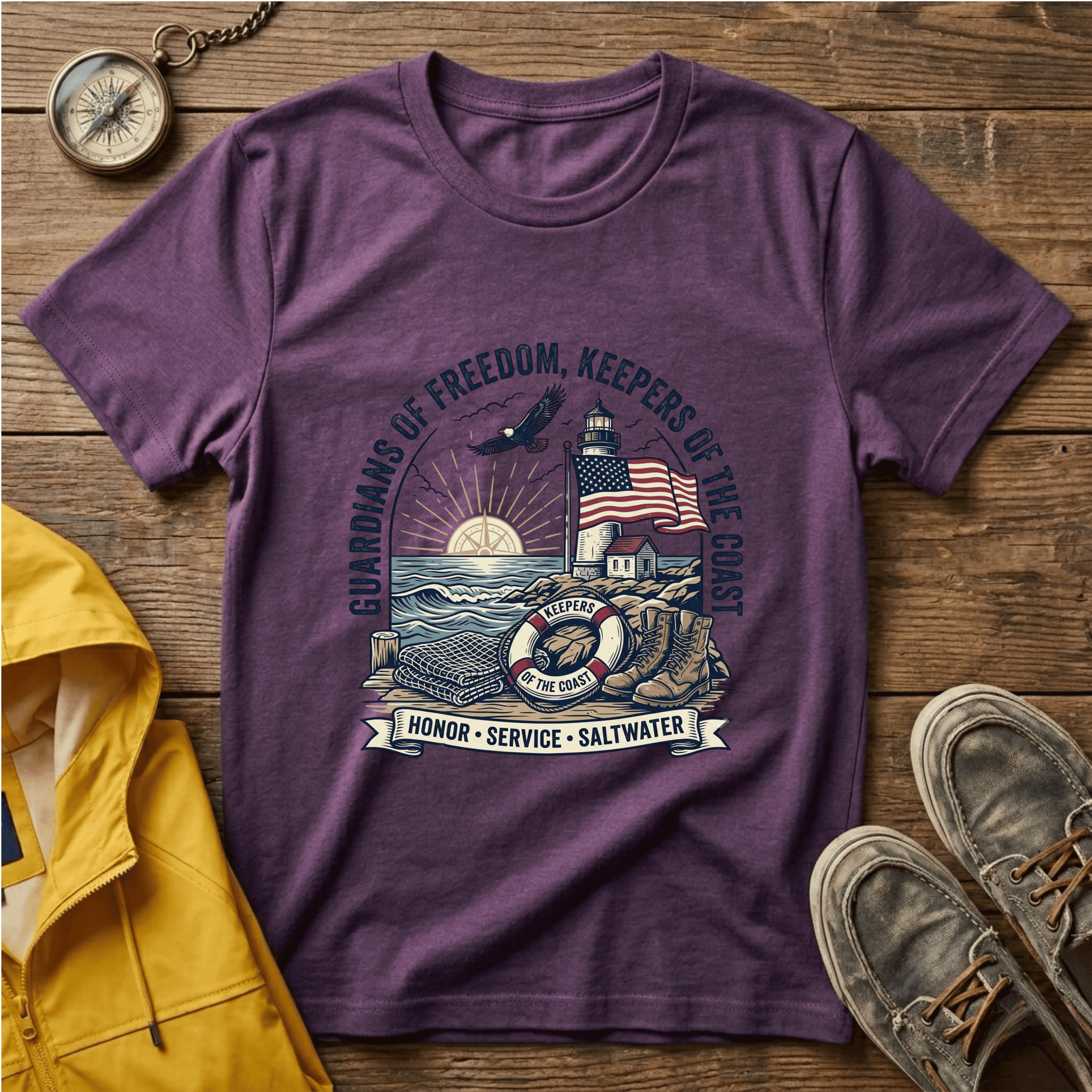 Coast Guard T-Shirt — "Guardians of Freedom, Keepers of the Coast" Vintage Lighthouse Tee