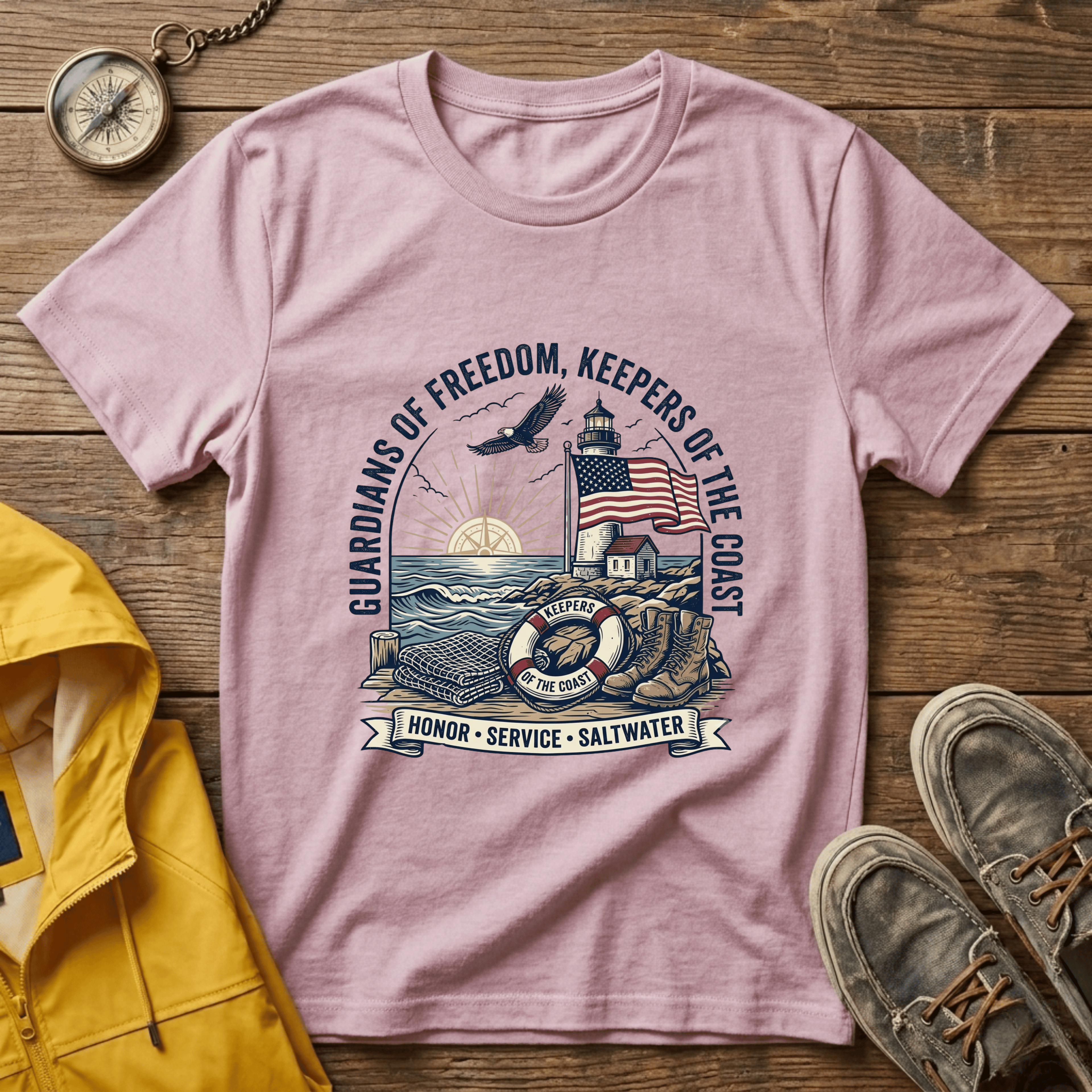 Coast Guard T-Shirt — "Guardians of Freedom, Keepers of the Coast" Vintage Lighthouse Tee
