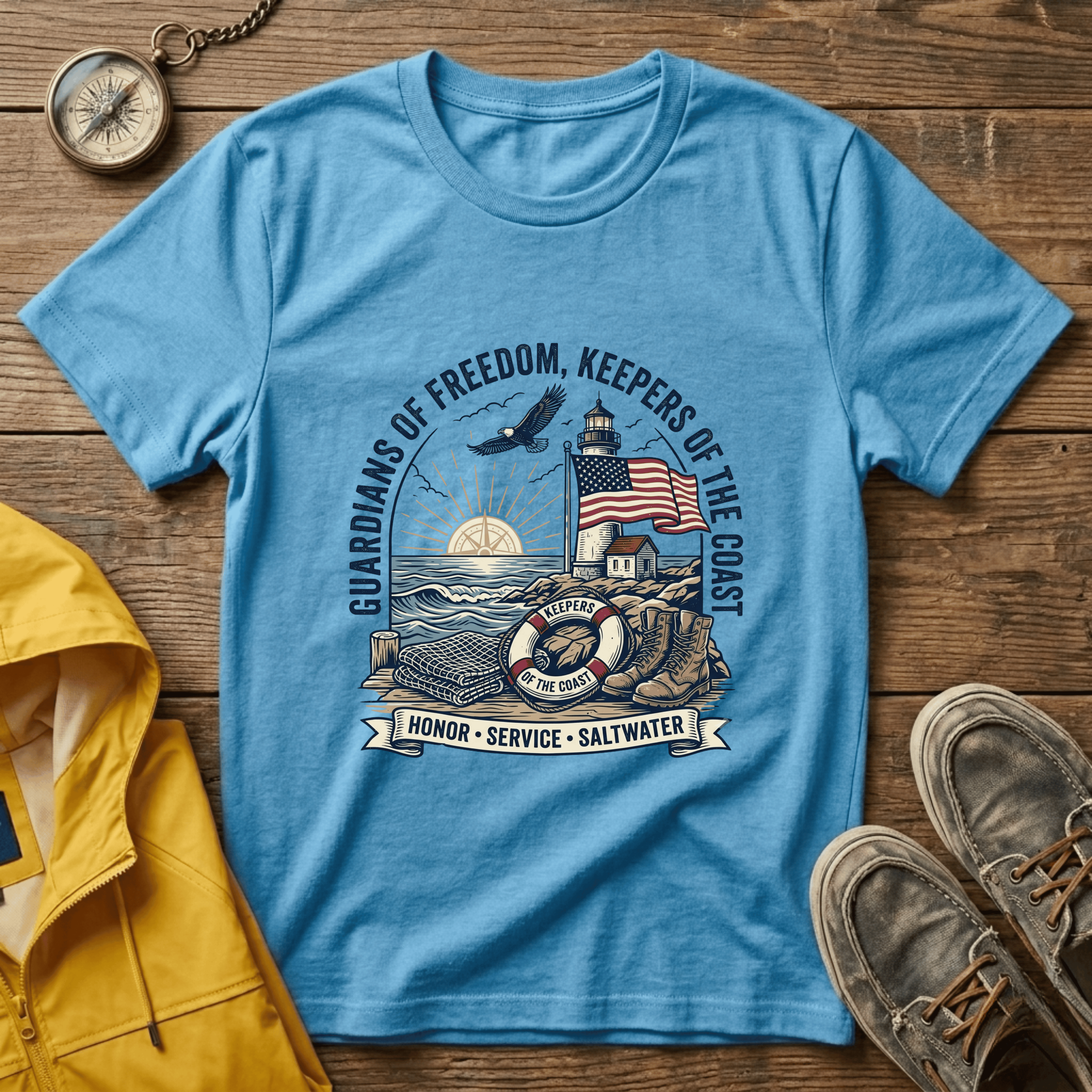 Coast Guard T-Shirt — "Guardians of Freedom, Keepers of the Coast" Vintage Lighthouse Tee