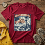 Guided by Freedom T-Shirt — American Flag & Lighthouse Patriotic Tee