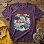 Guided by Freedom T-Shirt — American Flag & Lighthouse Patriotic Tee