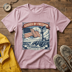 Guided by Freedom T-Shirt — American Flag & Lighthouse Patriotic Tee