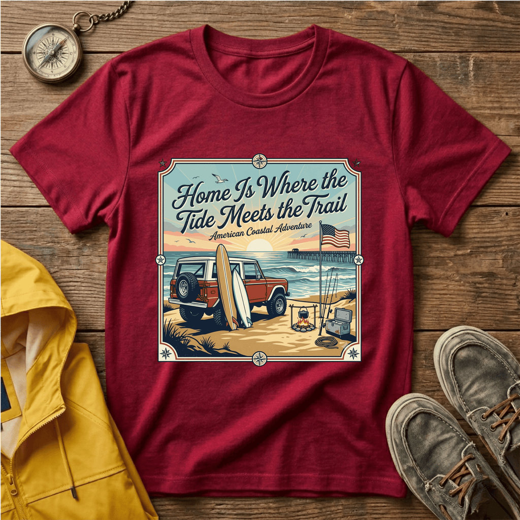 Home Is Where the Tide Meets the Trail Vintage Coastal T-Shirt
