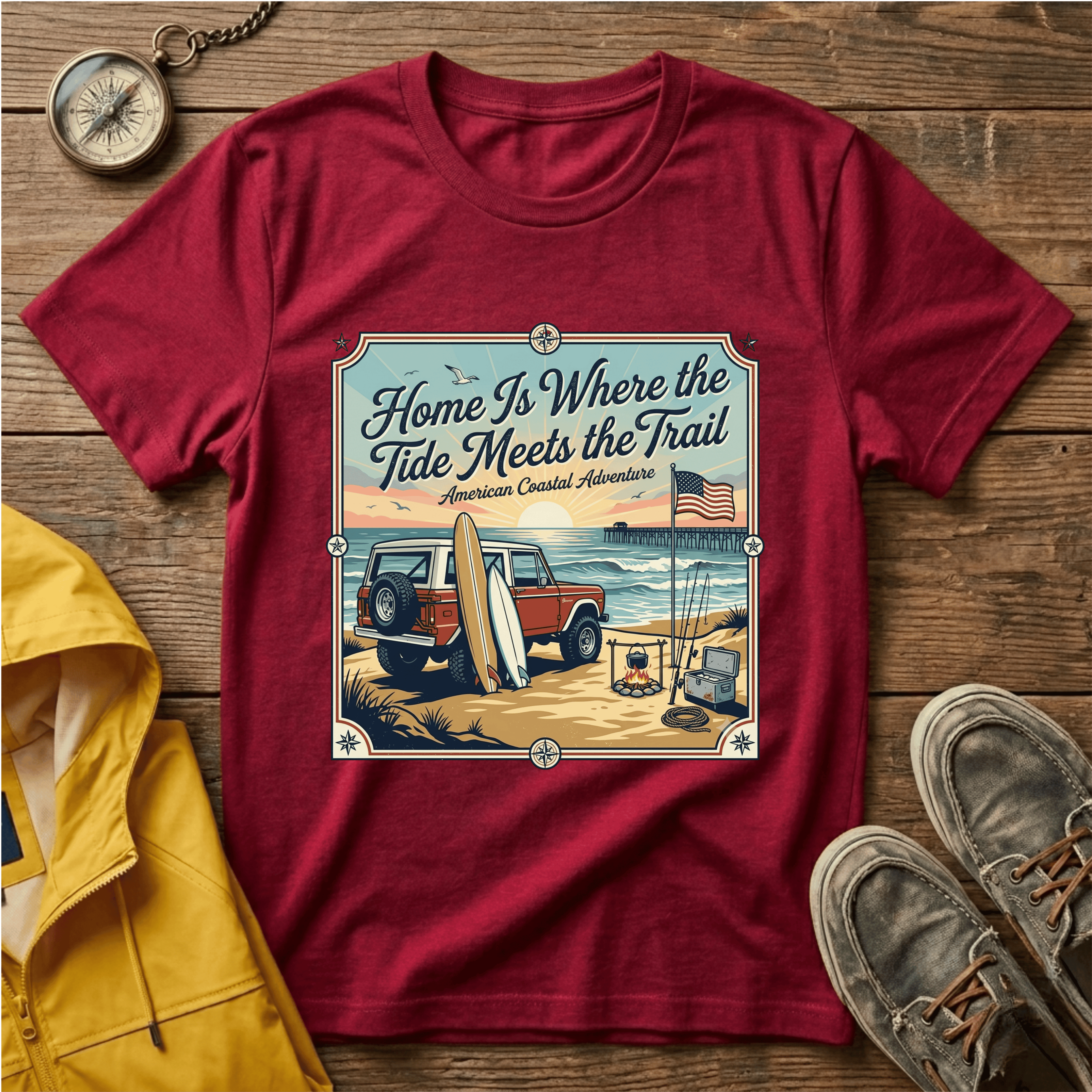Home Is Where the Tide Meets the Trail Vintage Coastal T-Shirt
