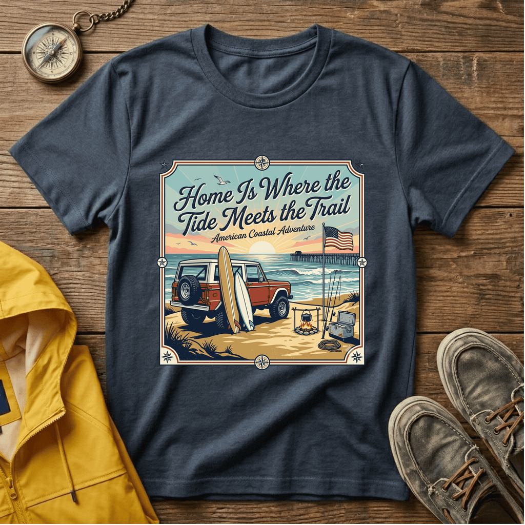 Home Is Where the Tide Meets the Trail Vintage Coastal T-Shirt