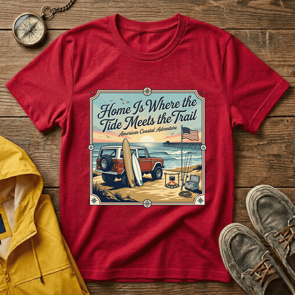 Home Is Where the Tide Meets the Trail Vintage Coastal T-Shirt