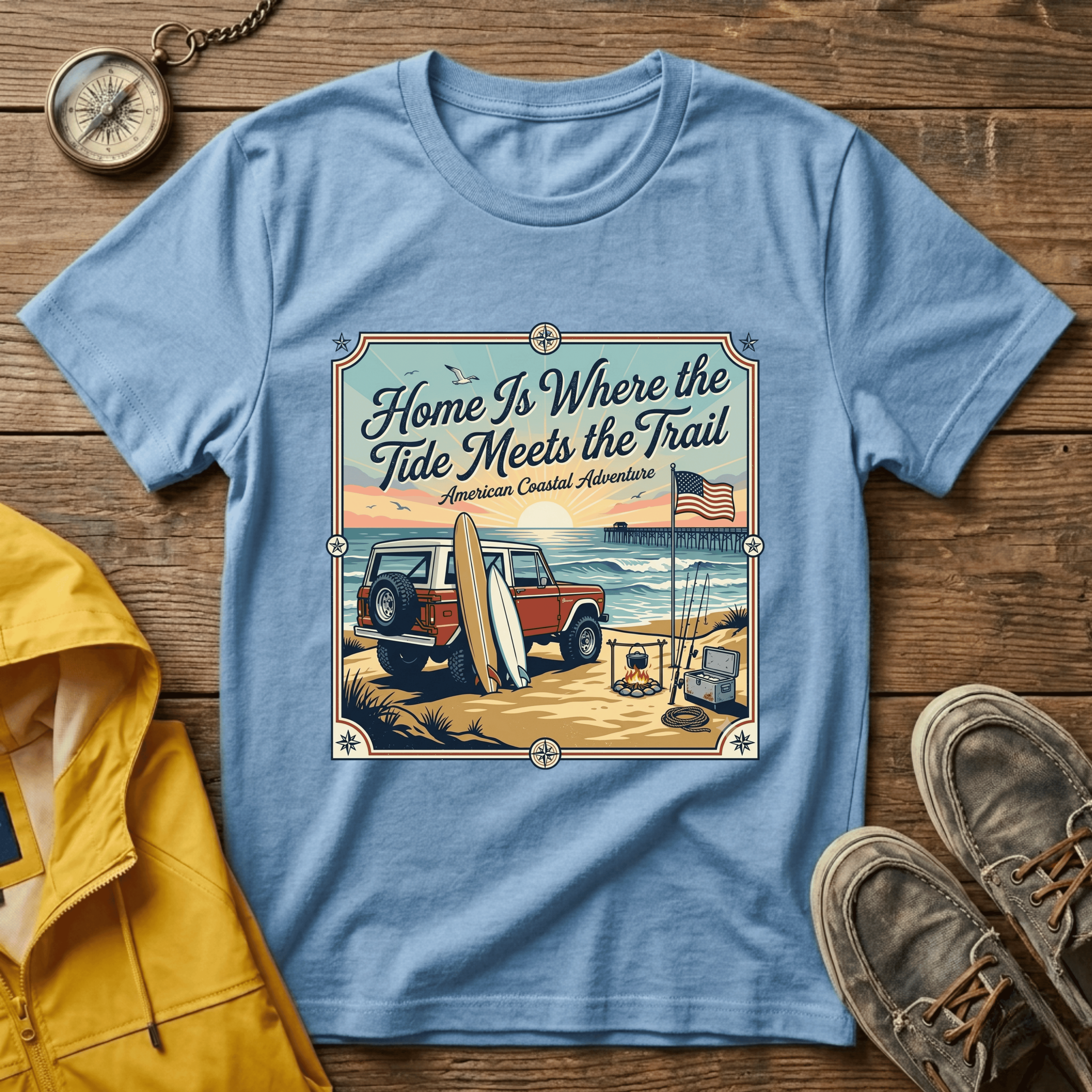 Home Is Where the Tide Meets the Trail Vintage Coastal T-Shirt
