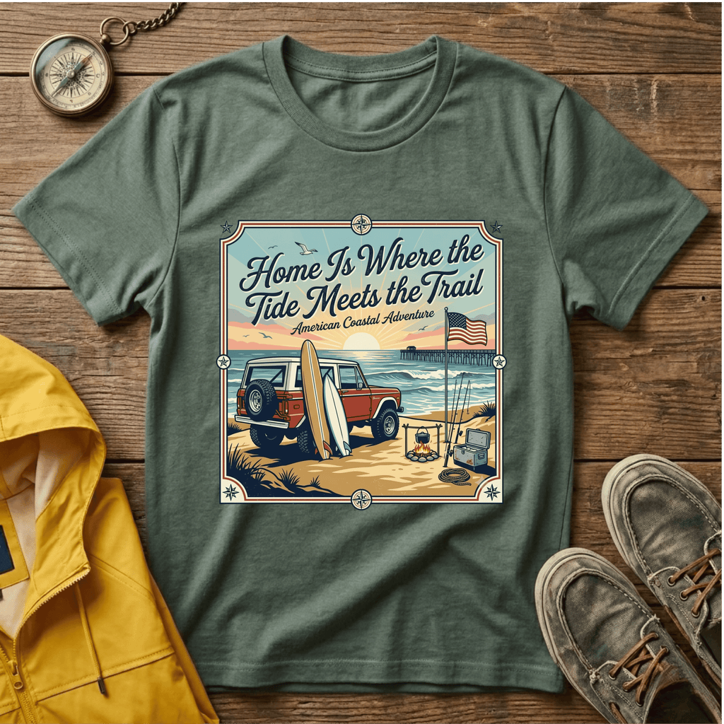 Home Is Where the Tide Meets the Trail Vintage Coastal T-Shirt