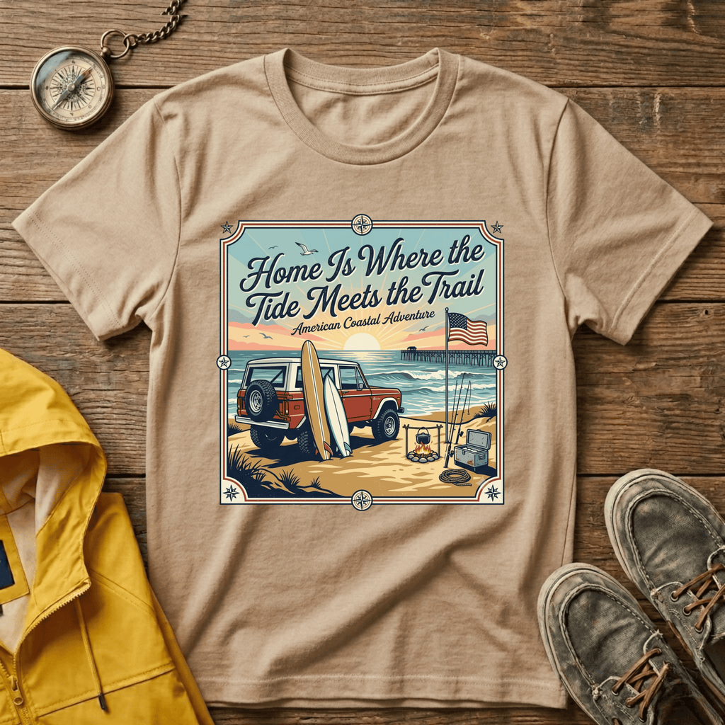 Home Is Where the Tide Meets the Trail Vintage Coastal T-Shirt