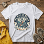 Fishing T‑Shirt — "One Nation Under Blue Water" Patriotic Angler Tee