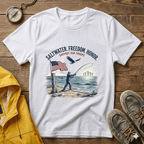 Patriotic Surf T‑Shirt — "Saltwater. Freedom. Honor." Support Our Troops