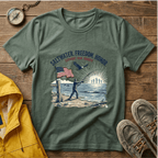Patriotic Surf T‑Shirt — "Saltwater. Freedom. Honor." Support Our Troops