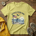 Patriotic Surf T‑Shirt — "Saltwater. Freedom. Honor." Support Our Troops