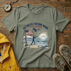 Patriotic Surf T‑Shirt — "Saltwater. Freedom. Honor." Support Our Troops