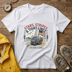 Stars, Stripes & Tight Lines Fishing T-Shirt — Patriotic Ocean Angler Tee