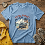 Stars, Stripes & Tight Lines Fishing T-Shirt — Patriotic Ocean Angler Tee