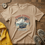 Stars, Stripes & Tight Lines Fishing T-Shirt — Patriotic Ocean Angler Tee