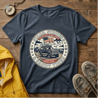 Stars & Stripes Beach Truck T-Shirt — "Ocean Life Never Stops" Vintage Surf Tee