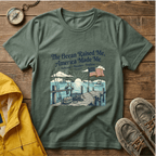 The Ocean Raised Me, America Made Me T-Shirt – Patriotic Coastal Crew Tee