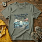The Ocean Raised Me, America Made Me T-Shirt – Patriotic Coastal Crew Tee