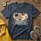 Patriotic Lighthouse T-Shirt — "United by the Sea, Protected by the Brave"