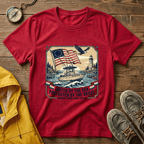Patriotic Lighthouse T-Shirt — "United by the Sea, Protected by the Brave"