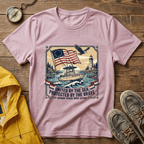 Patriotic Lighthouse T-Shirt — "United by the Sea, Protected by the Brave"
