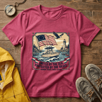 Patriotic Lighthouse T-Shirt — "United by the Sea, Protected by the Brave"