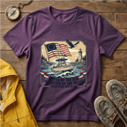 Patriotic Lighthouse T-Shirt — "United by the Sea, Protected by the Brave"