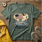 Patriotic Lighthouse T-Shirt — "United by the Sea, Protected by the Brave"