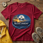 BlueCurrent Compass Logo T-Shirt — Coastal Sunset Nautical Tee