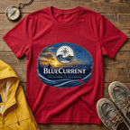 BlueCurrent Compass Logo T-Shirt — Coastal Sunset Nautical Tee
