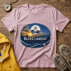 BlueCurrent Compass Logo T-Shirt — Coastal Sunset Nautical Tee