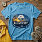 BlueCurrent Compass Logo T-Shirt — Coastal Sunset Nautical Tee