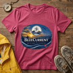 BlueCurrent Compass Logo T-Shirt — Coastal Sunset Nautical Tee