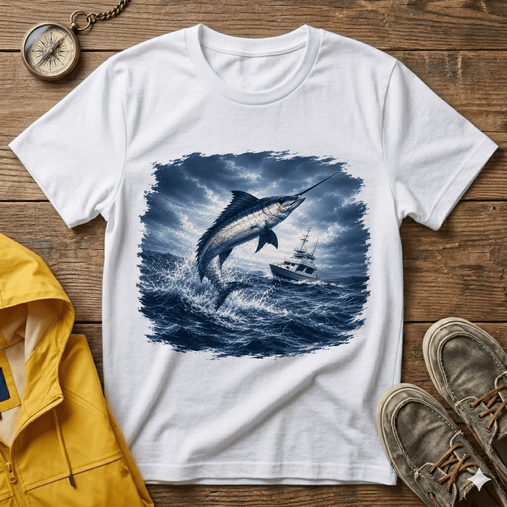 Marlin Ocean T-Shirt — Vintage Leaping Sailfish Sea Graphic Tee