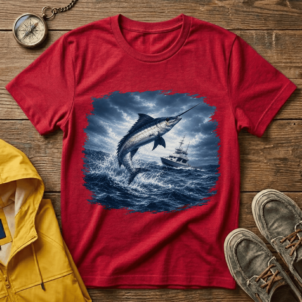 Marlin Ocean T-Shirt — Vintage Leaping Sailfish Sea Graphic Tee