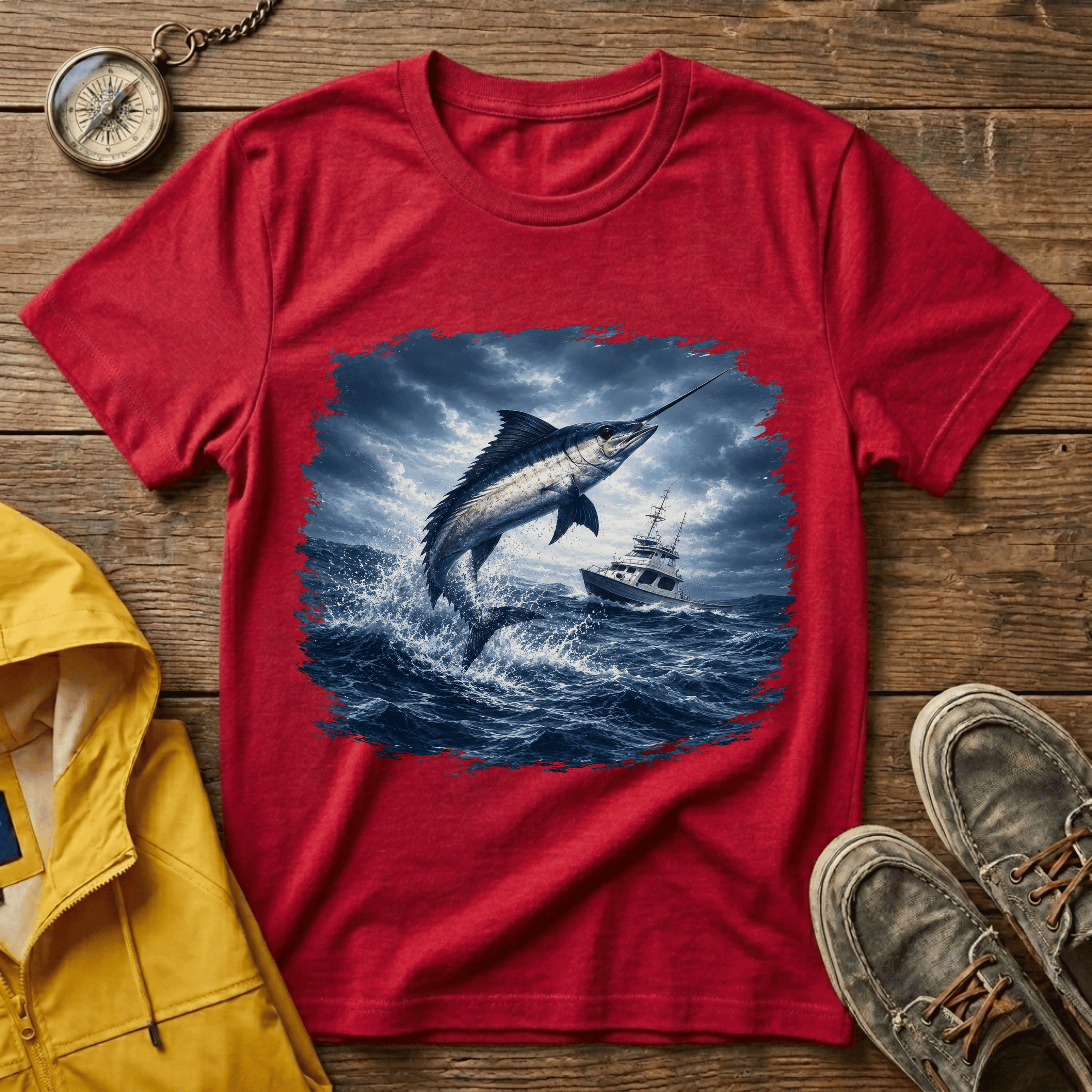 Marlin Ocean T-Shirt — Vintage Leaping Sailfish Sea Graphic Tee