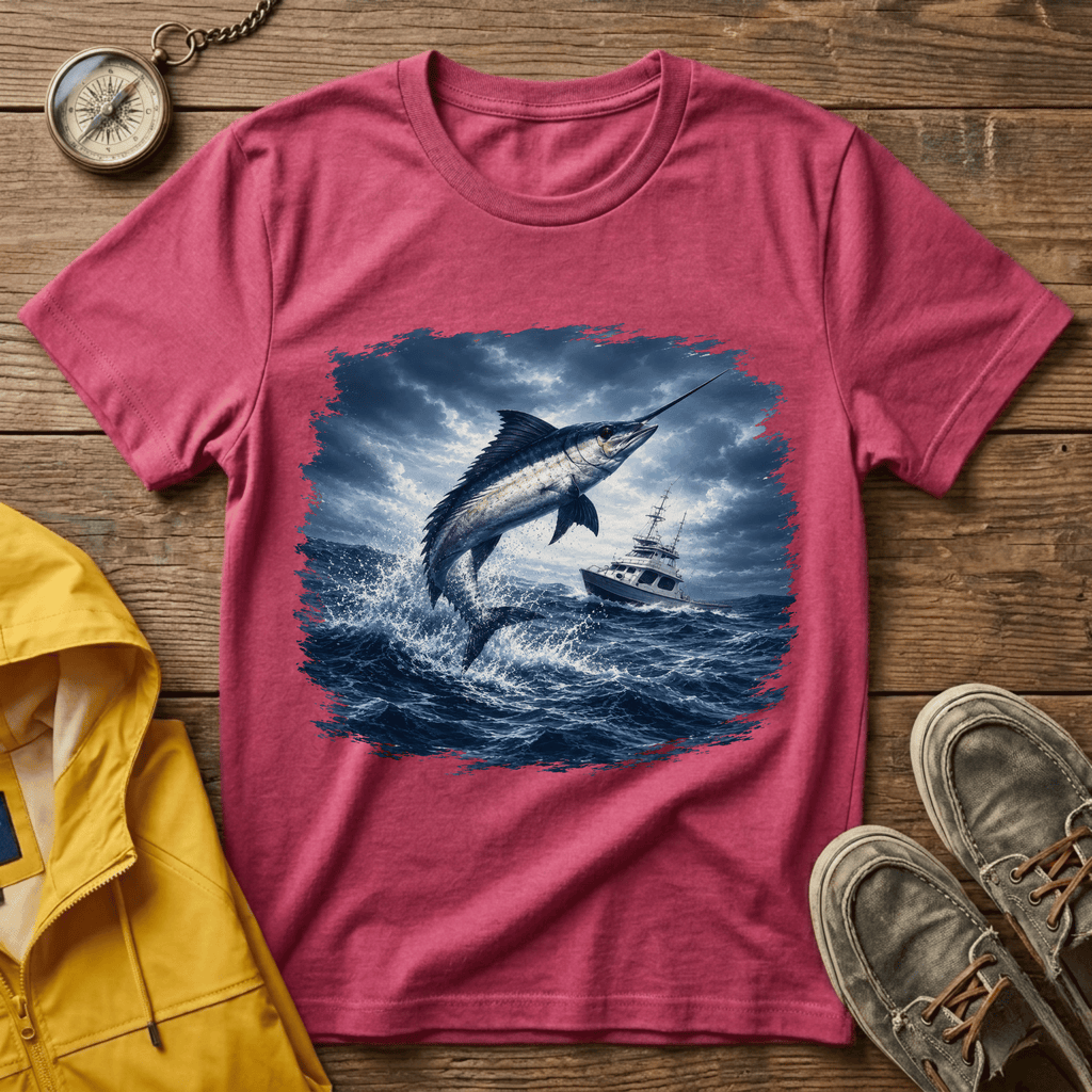 Marlin Ocean T-Shirt — Vintage Leaping Sailfish Sea Graphic Tee