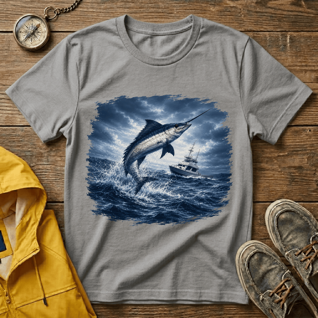 Marlin Ocean T-Shirt — Vintage Leaping Sailfish Sea Graphic Tee