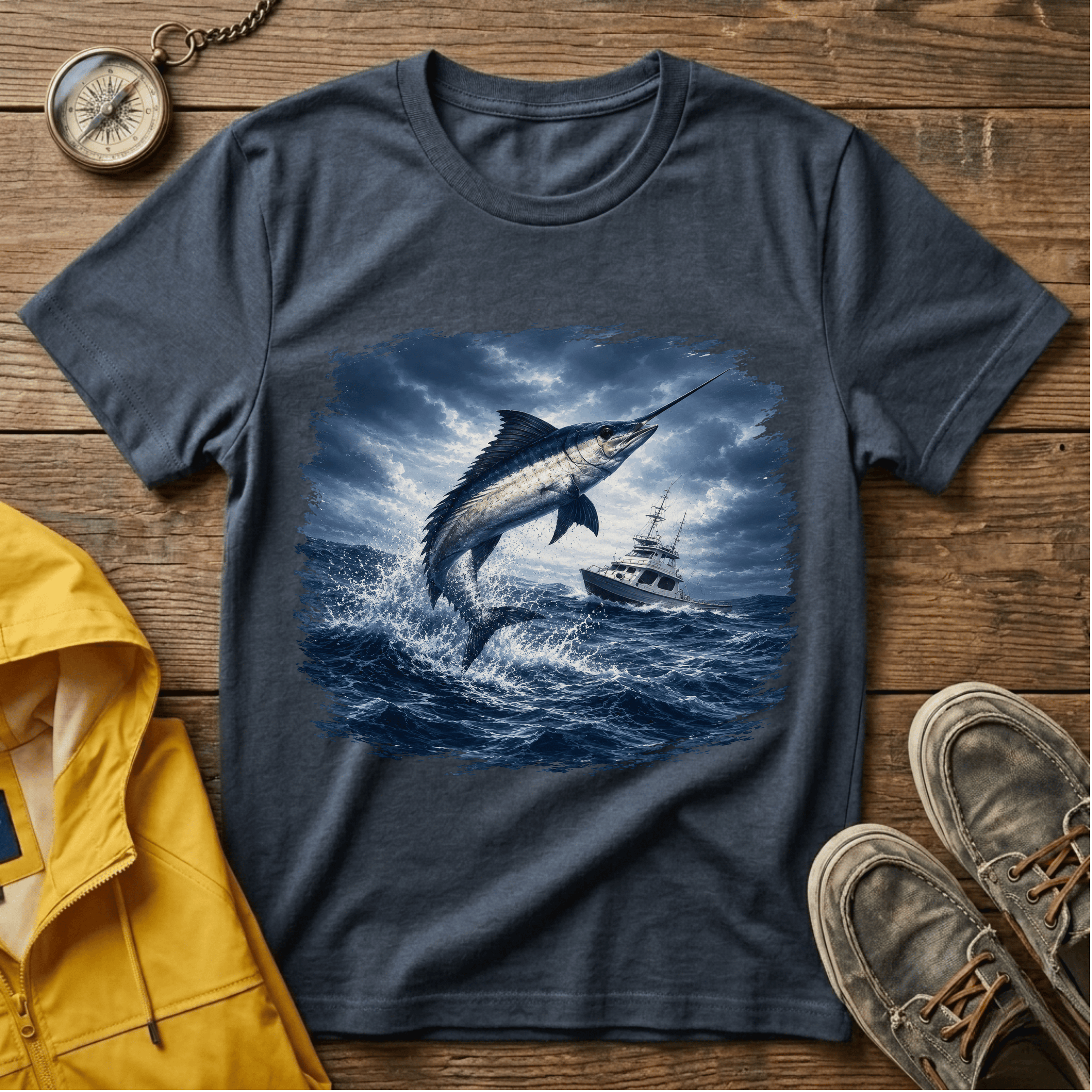 Marlin Ocean T-Shirt — Vintage Leaping Sailfish Sea Graphic Tee