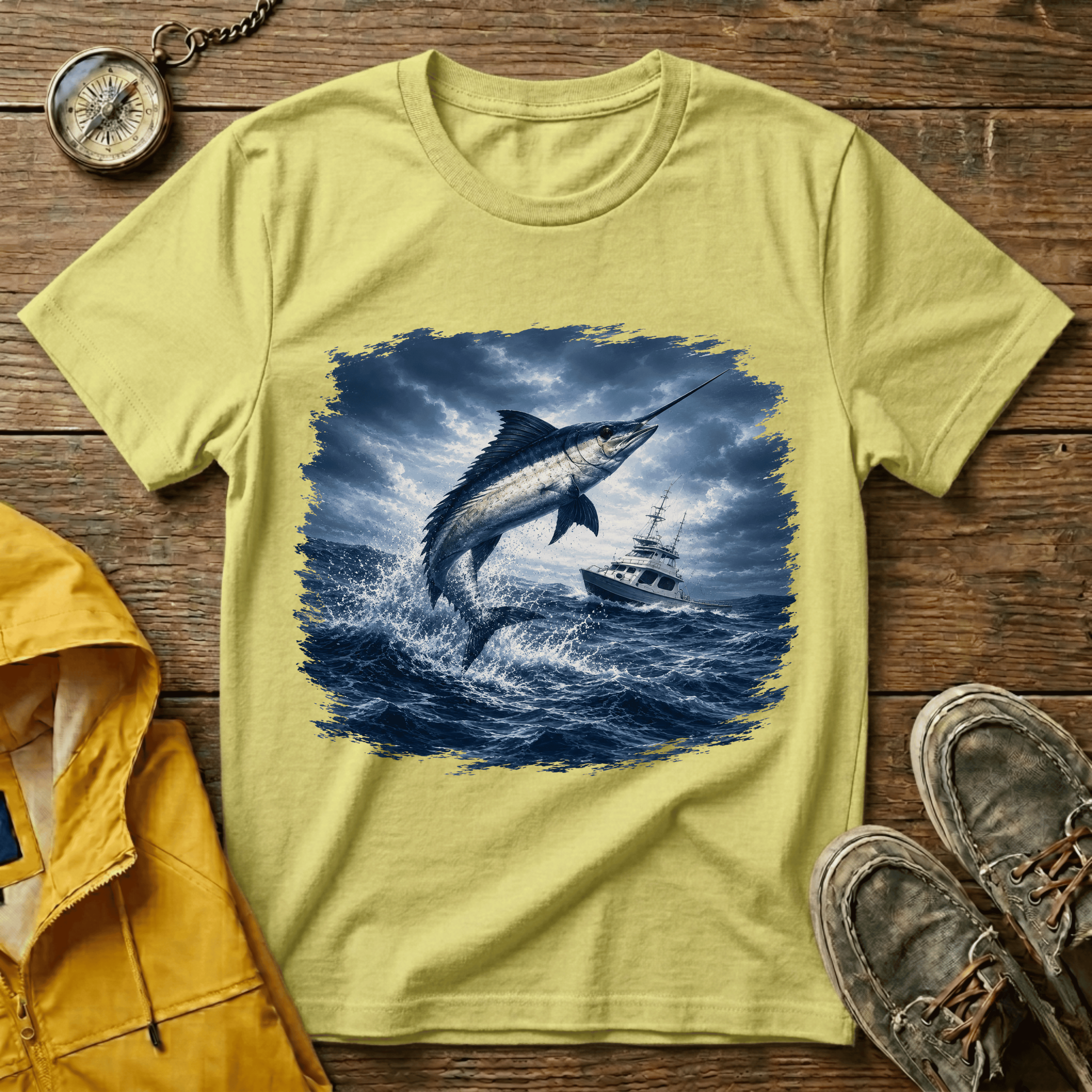 Marlin Ocean T-Shirt — Vintage Leaping Sailfish Sea Graphic Tee