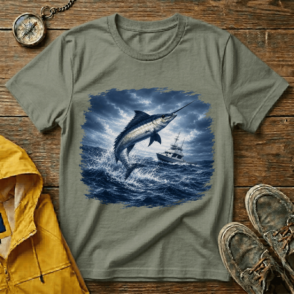 Marlin Ocean T-Shirt — Vintage Leaping Sailfish Sea Graphic Tee