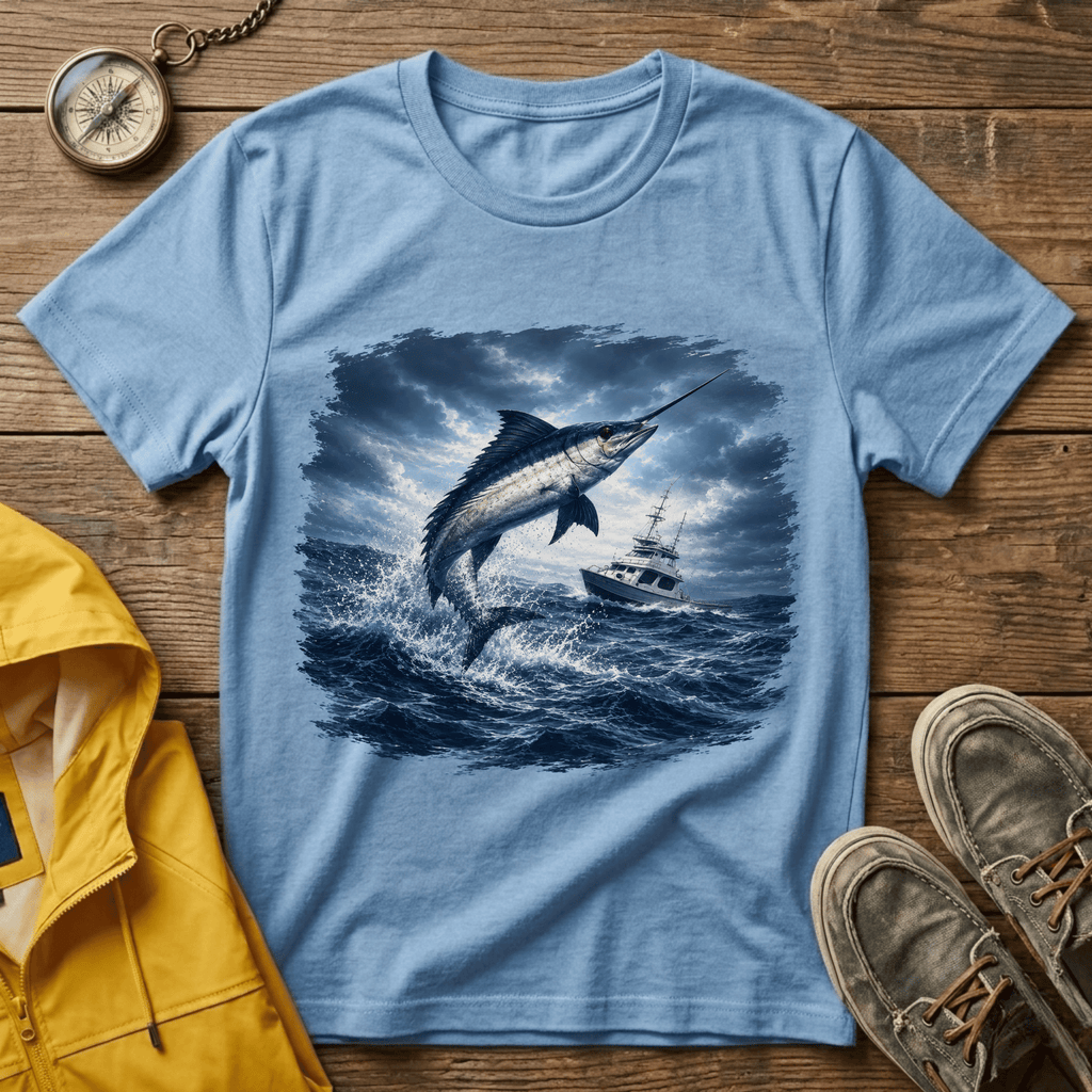 Marlin Ocean T-Shirt — Vintage Leaping Sailfish Sea Graphic Tee