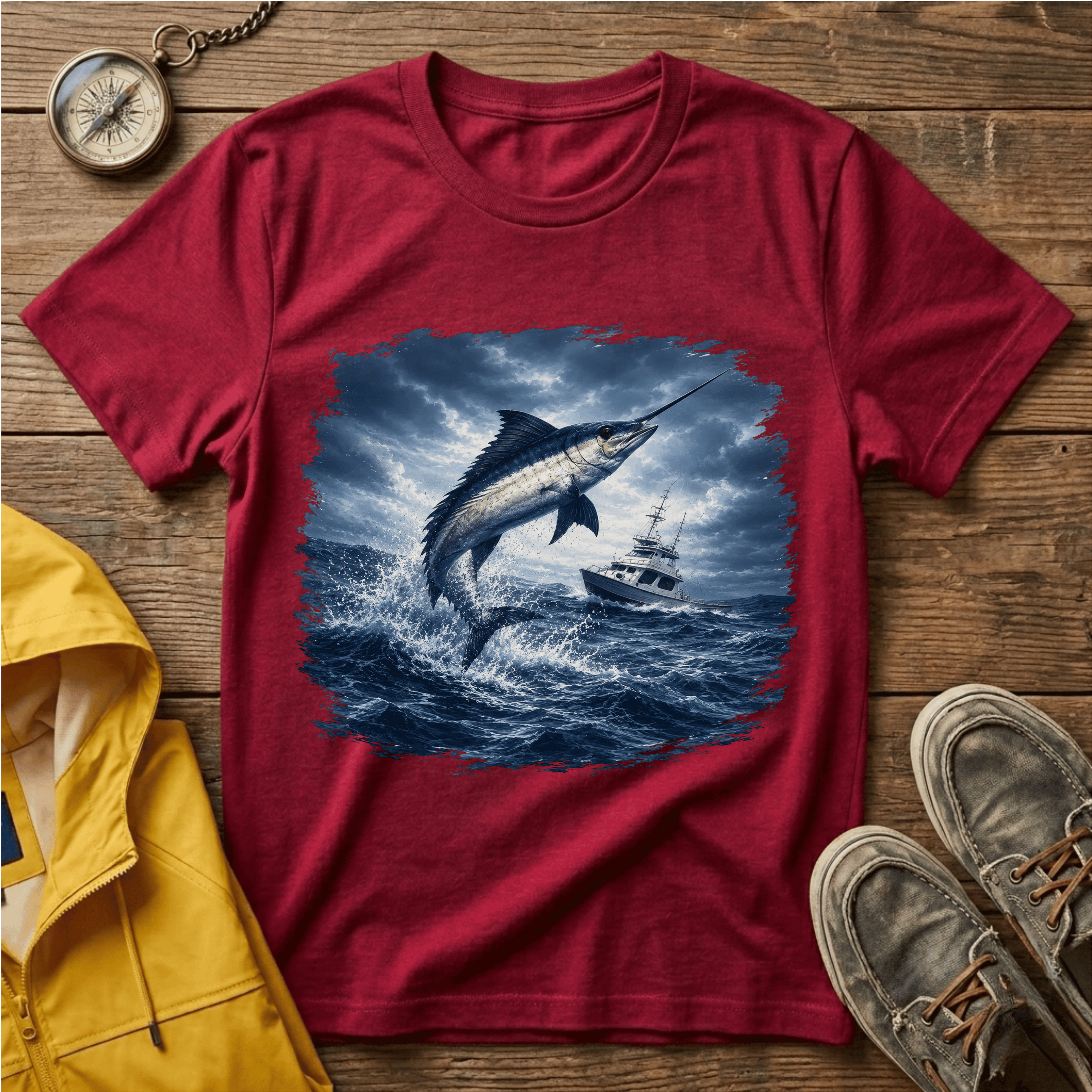 Marlin Ocean T-Shirt — Vintage Leaping Sailfish Sea Graphic Tee