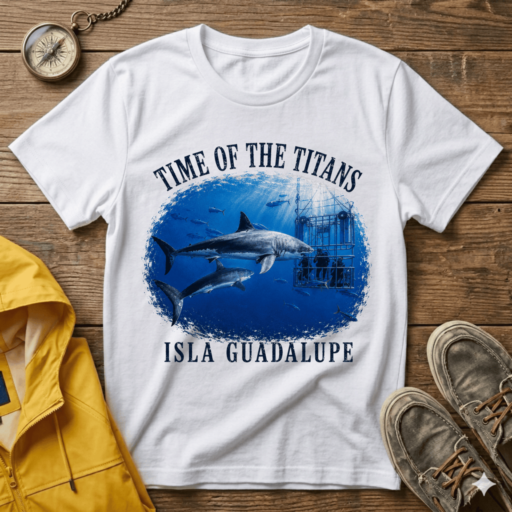 Time of the Titans Shark Tee — Isla Guadalupe Ocean Wildlife Shirt