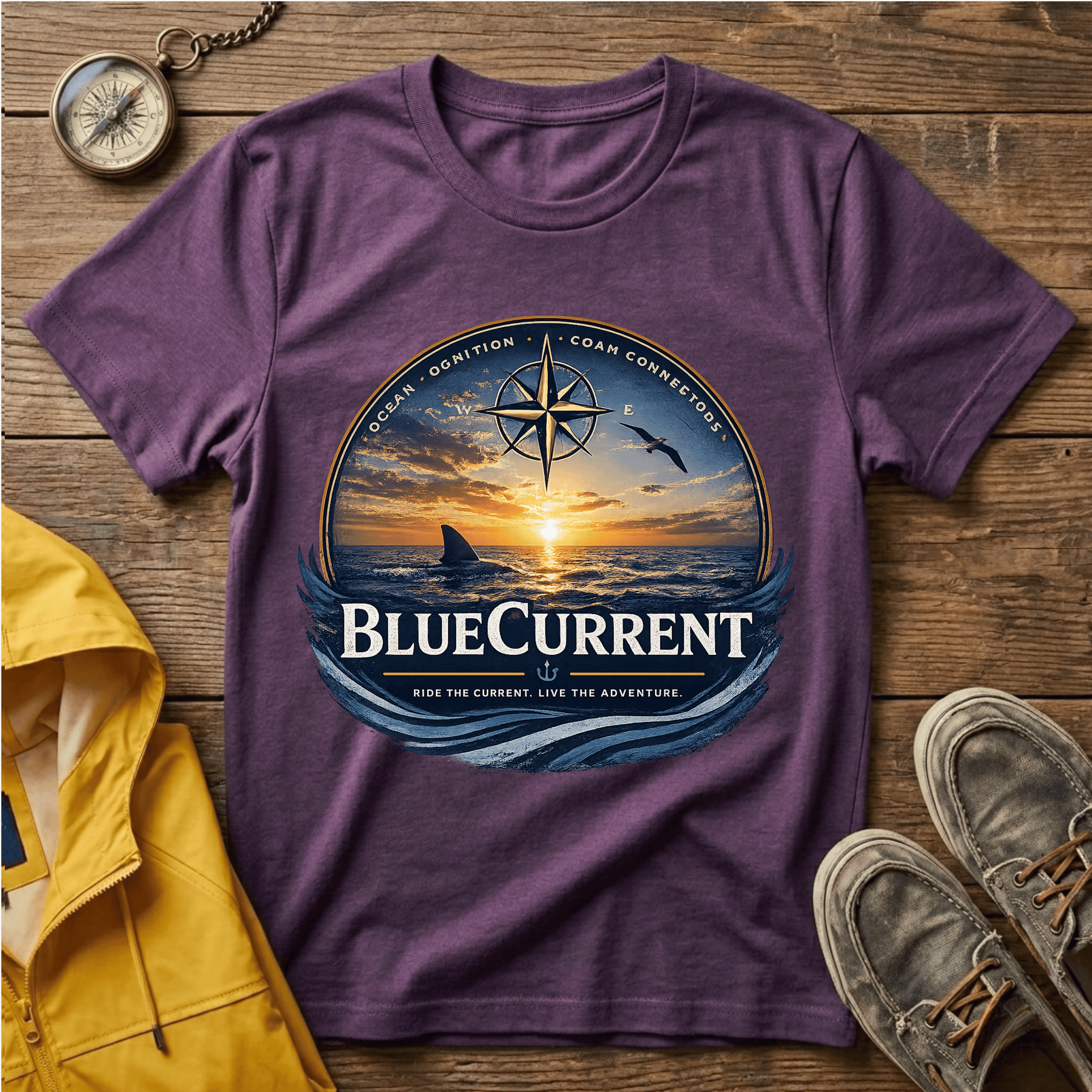Sunset Compass T-Shirt — BlueCurrent Ocean Sunset Logo Tee