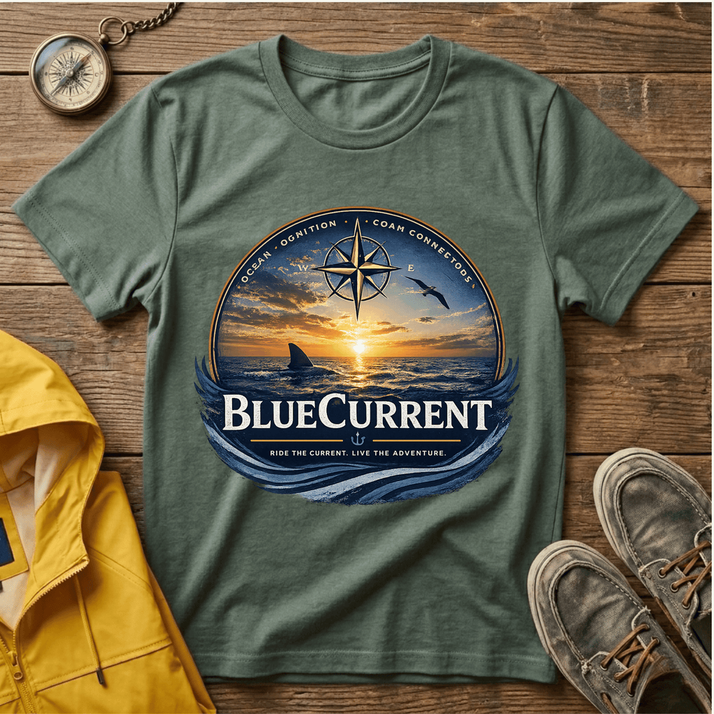 Sunset Compass T-Shirt — BlueCurrent Ocean Sunset Logo Tee
